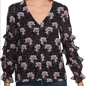 1.State Womens Bloomsbury Blouse Floral Ruffled